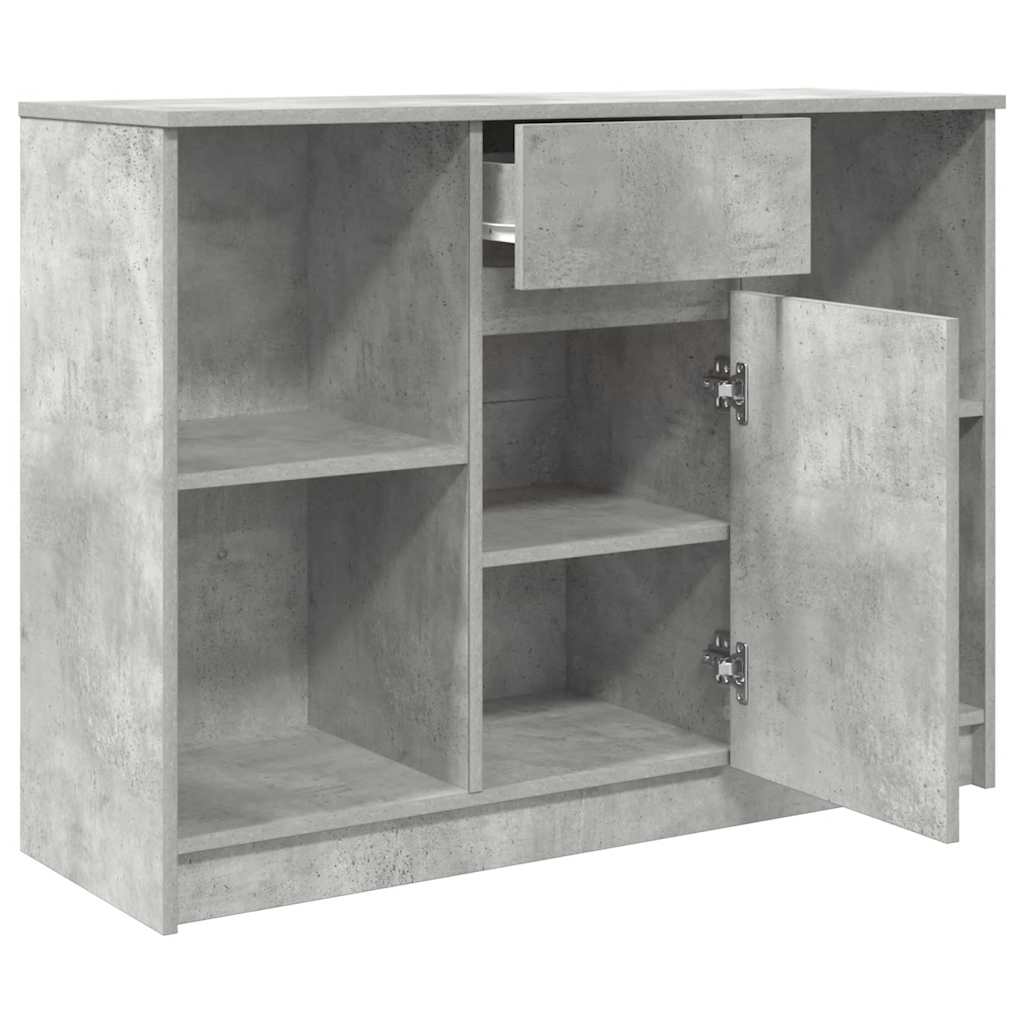 Sideboard with Drawer Concrete Grey 101x35x76 cm Engineered Wood