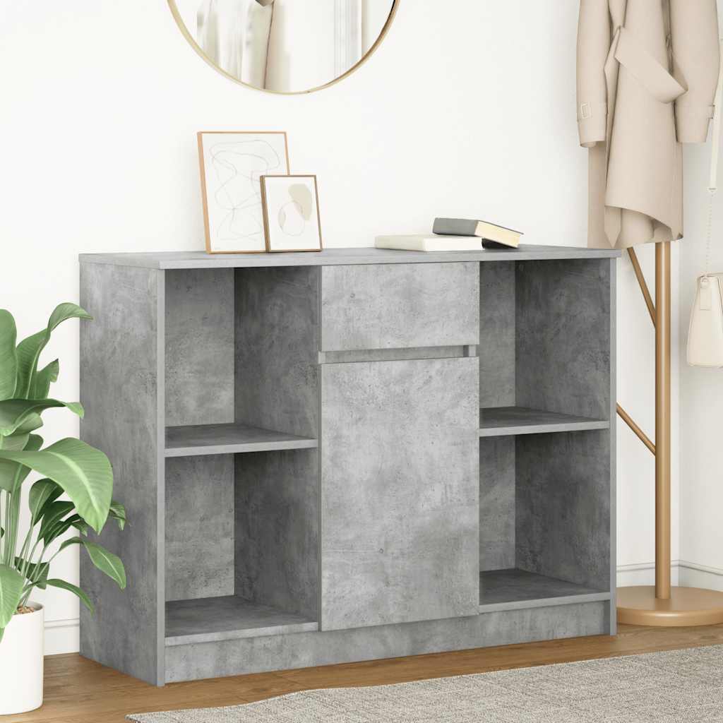 Sideboard with Drawer Concrete Grey 101x35x76 cm Engineered Wood