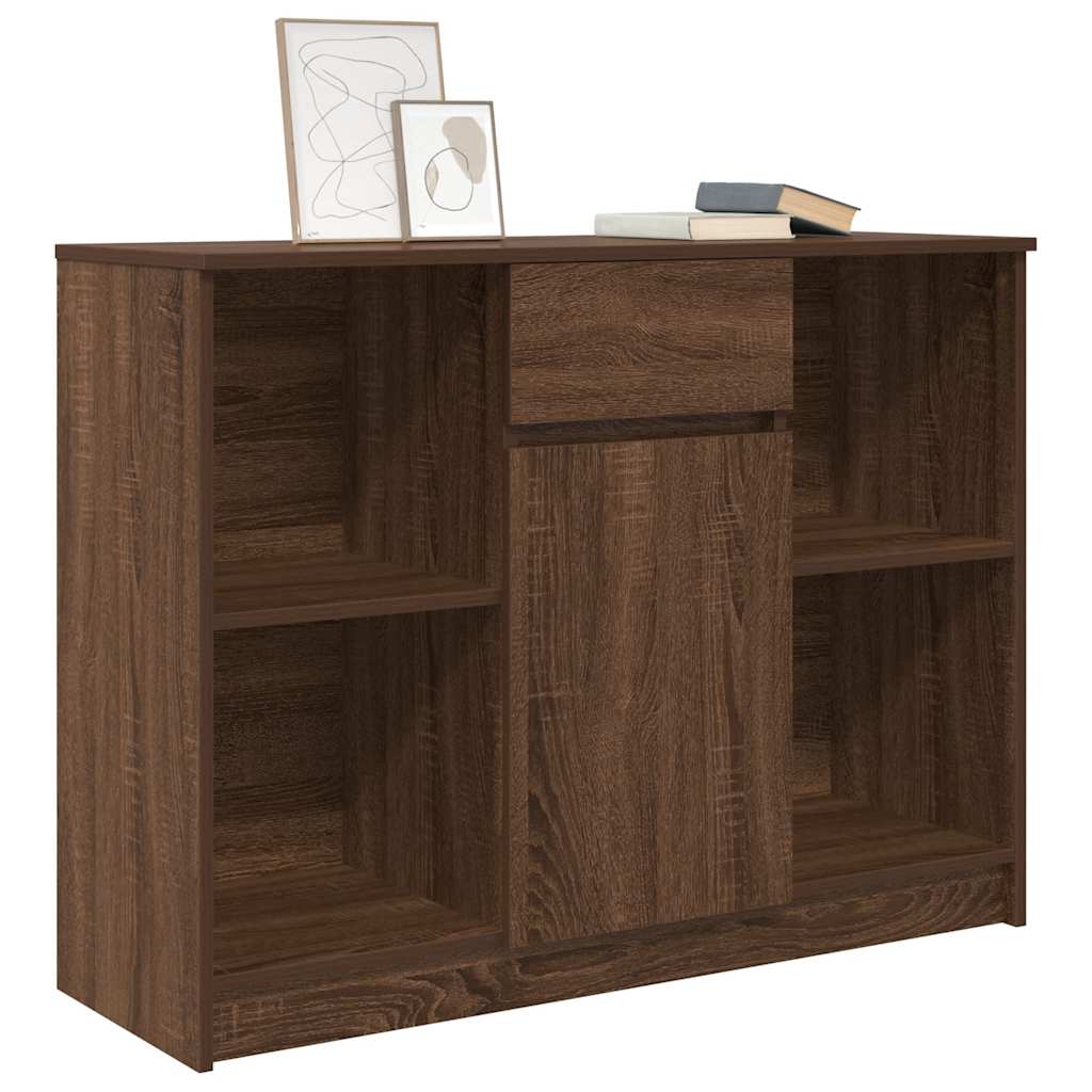 Sideboard with Drawer Brown Oak 101x35x76 cm Engineered Wood