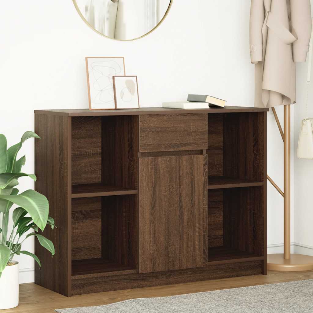 Sideboard with Drawer Brown Oak 101x35x76 cm Engineered Wood
