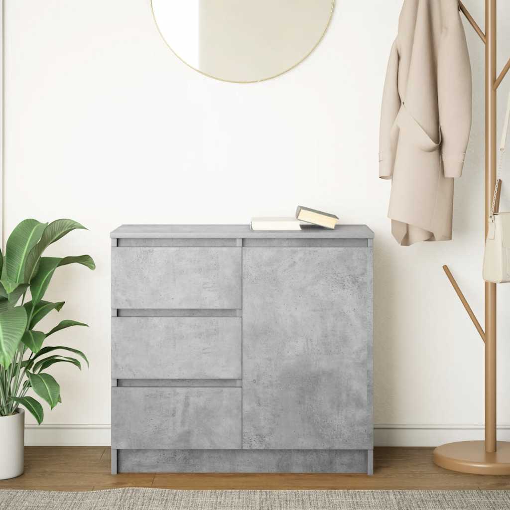 Sideboard with Drawer Concrete Grey 71x35x65 cm Engineered Wood