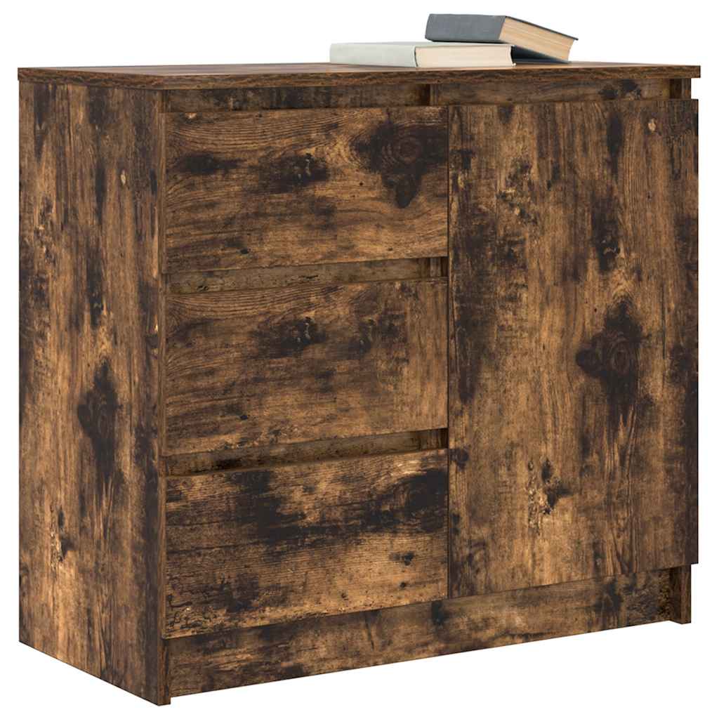 Sideboard with Drawer Smoked Oak 71x35x65 cm Engineered Wood