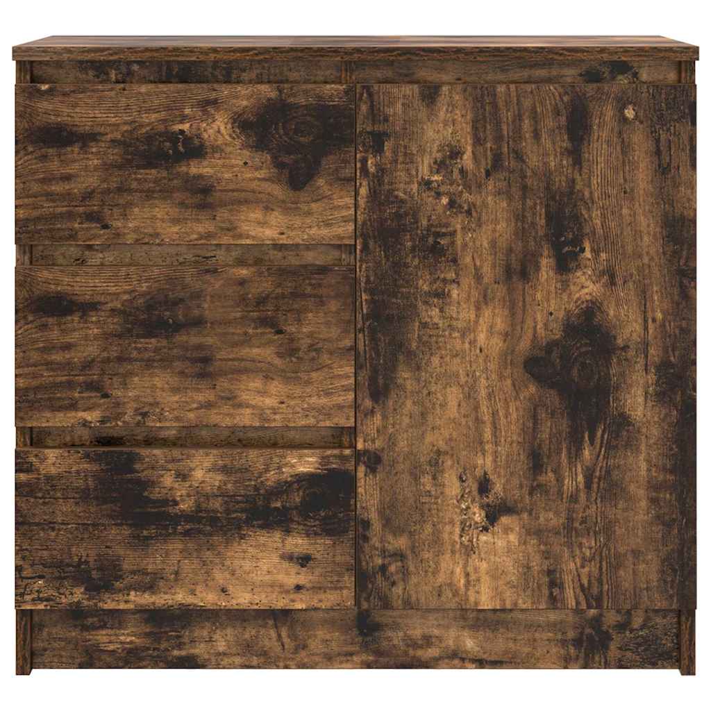 Sideboard with Drawer Smoked Oak 71x35x65 cm Engineered Wood