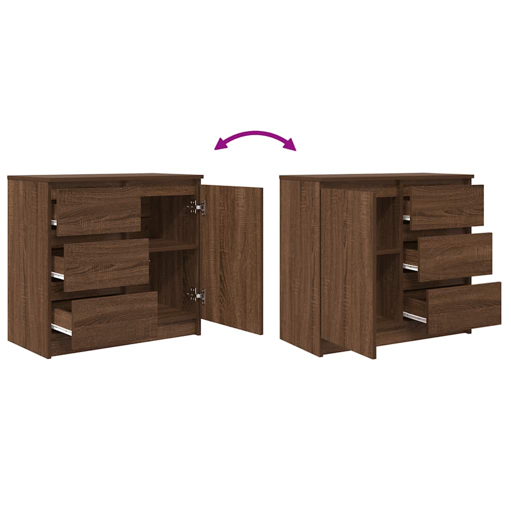Sideboard with Drawer Brown Oak 71x35x65 cm Engineered Wood