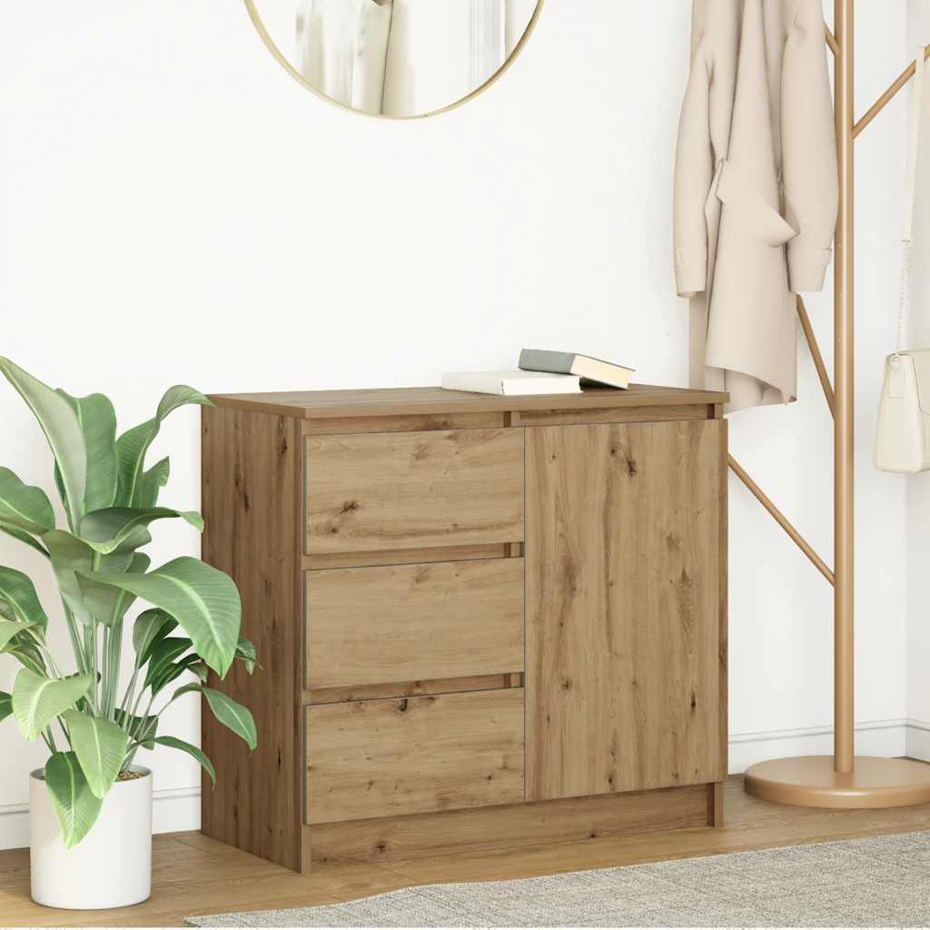 Sideboard with Drawer Artisan Oak 71x35x65 cm Engineered Wood