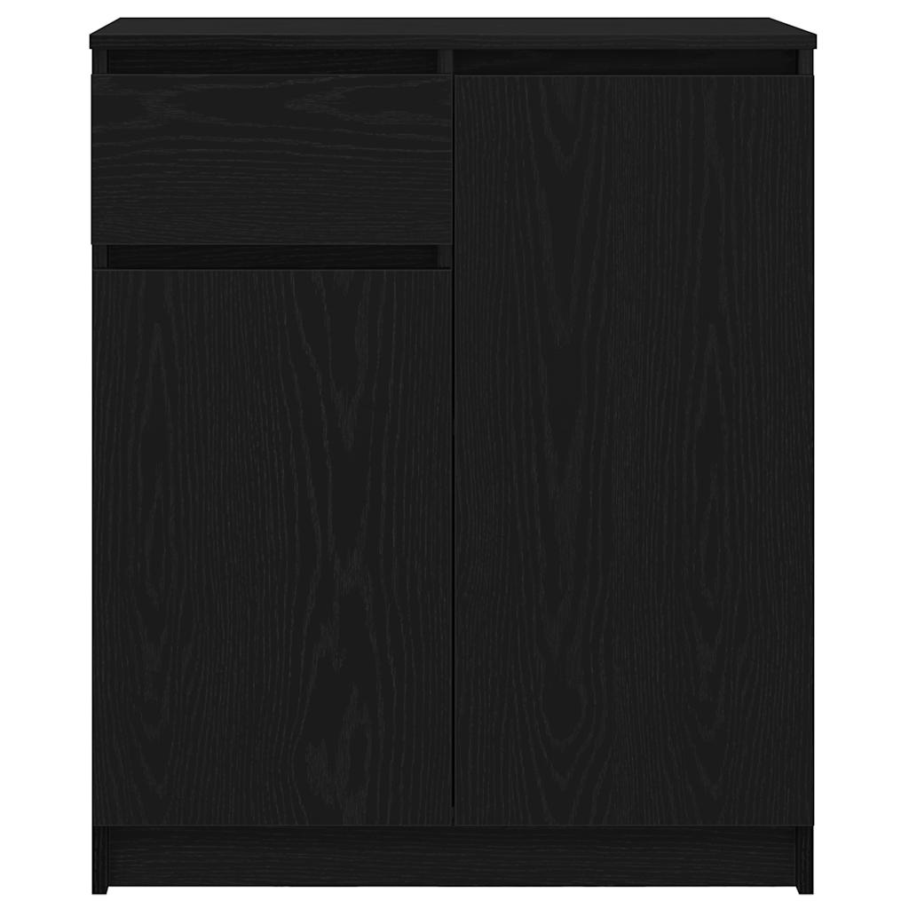 Sideboard with Drawer Black Oak 71x35x84 cm Engineered Wood