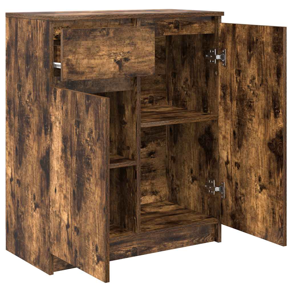 Sideboard with Drawer Smoked Oak 71x35x84 cm Engineered Wood
