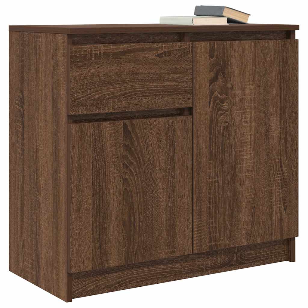 Sideboard with Drawer Brown Oak 71x35x65 cm Engineered Wood