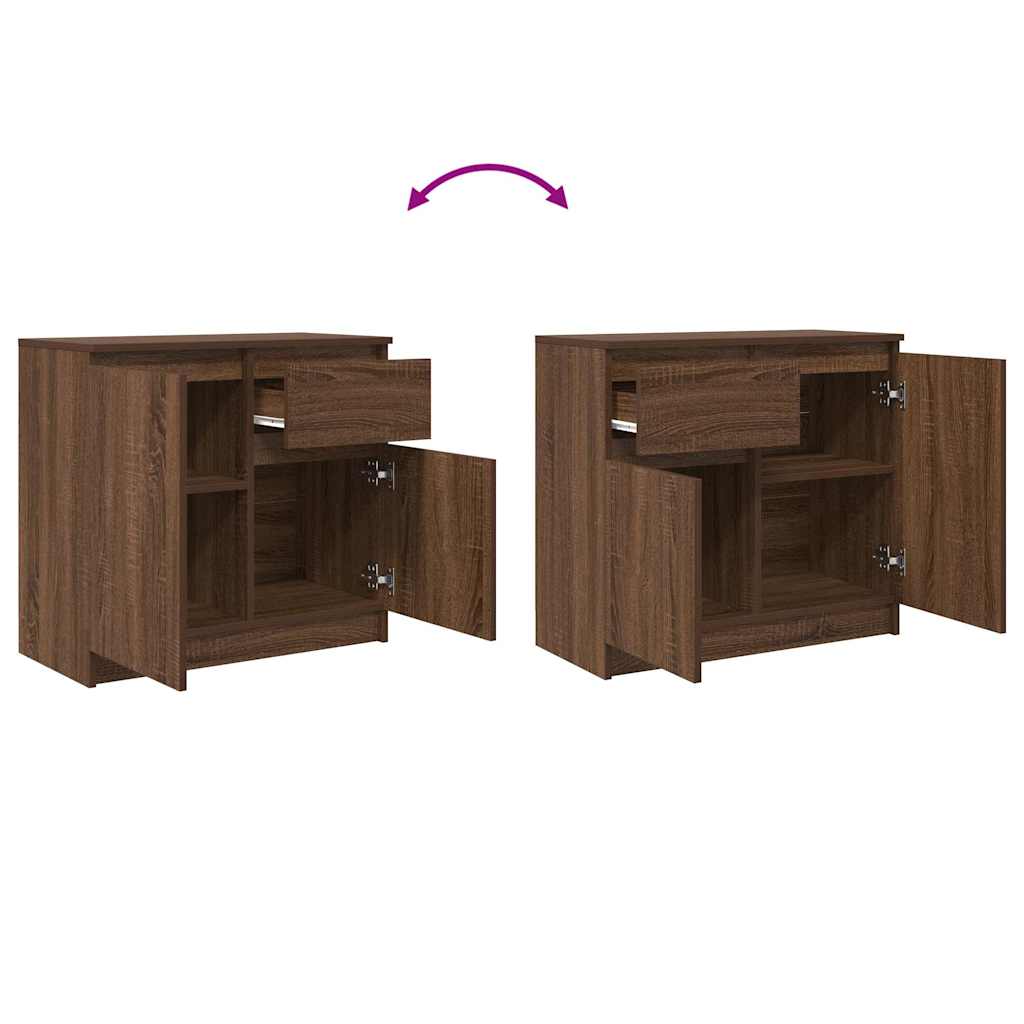 Sideboard with Drawer Brown Oak 71x35x65 cm Engineered Wood