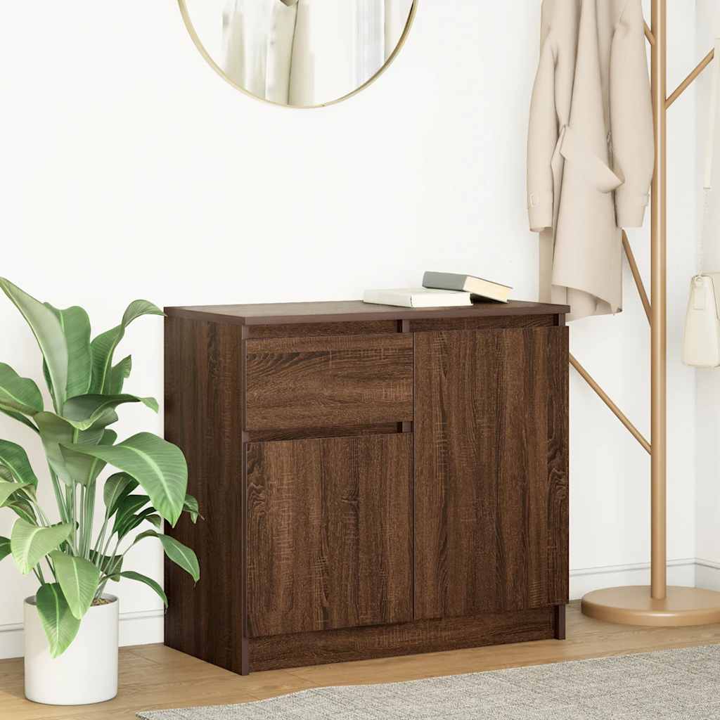 Sideboard with Drawer Brown Oak 71x35x65 cm Engineered Wood
