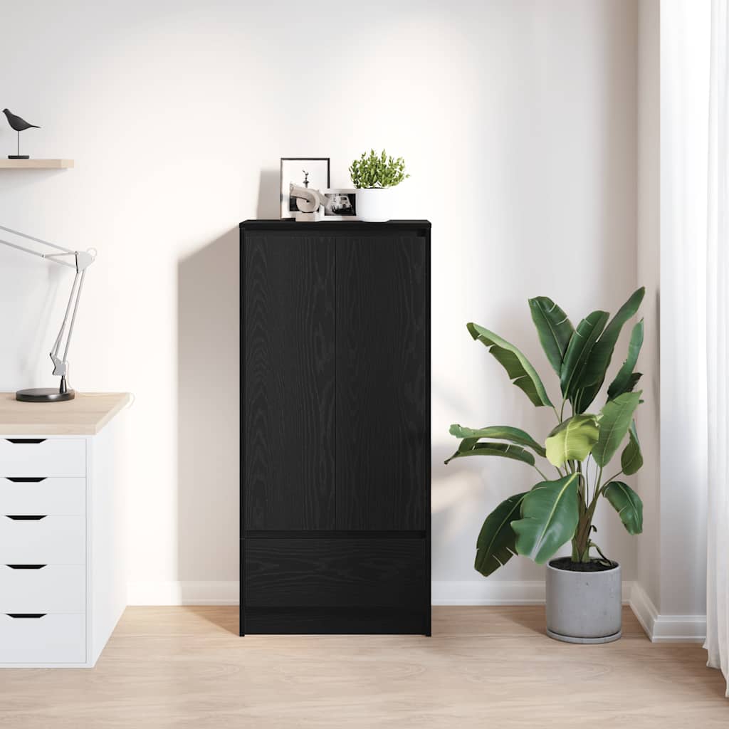 Cabinet with Drawer Black Oak 55.5x34x119.5 cm Engineered Wood