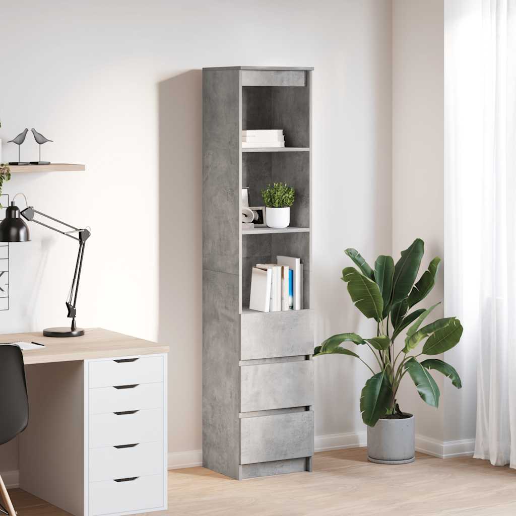 Highboard Concrete Grey 37.5x35x180 cm Engineered Wood