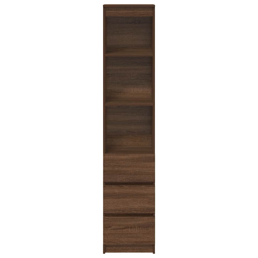 Highboard Brown Oak 37.5x35x180 cm Engineered Wood