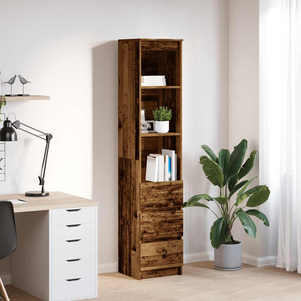 Highboard Old Wood 37.5x35x180 cm Engineered Wood