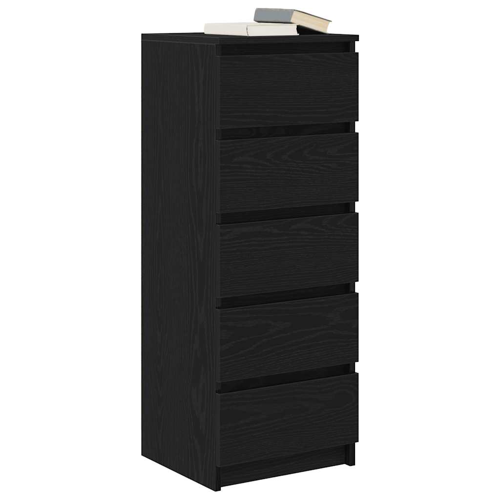 Sideboard with Drawers Black Oak 37.5x35x99 cm Engineered Wood