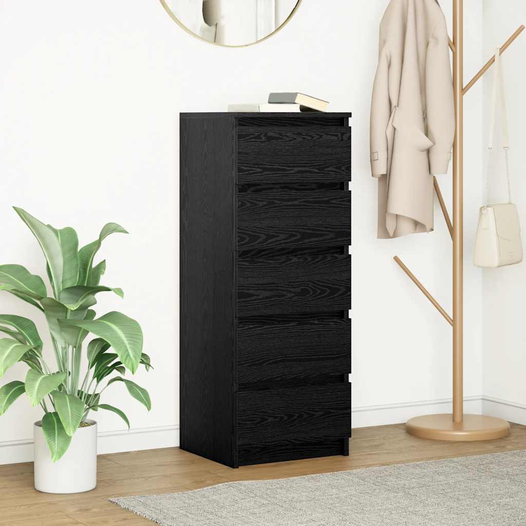 Sideboard with Drawers Black Oak 37.5x35x99 cm Engineered Wood