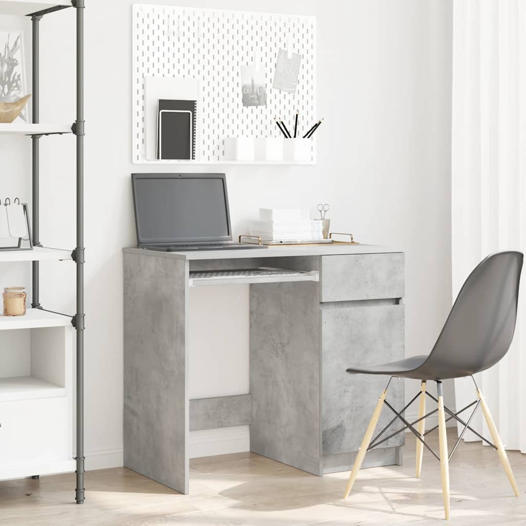 Desk Concrete Grey 86x49x76 cm Engineered Wood