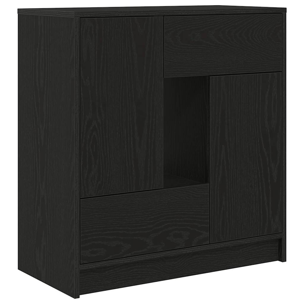 Sideboard with Drawers and Doors Black Oak 70.5x34x74.5 cm