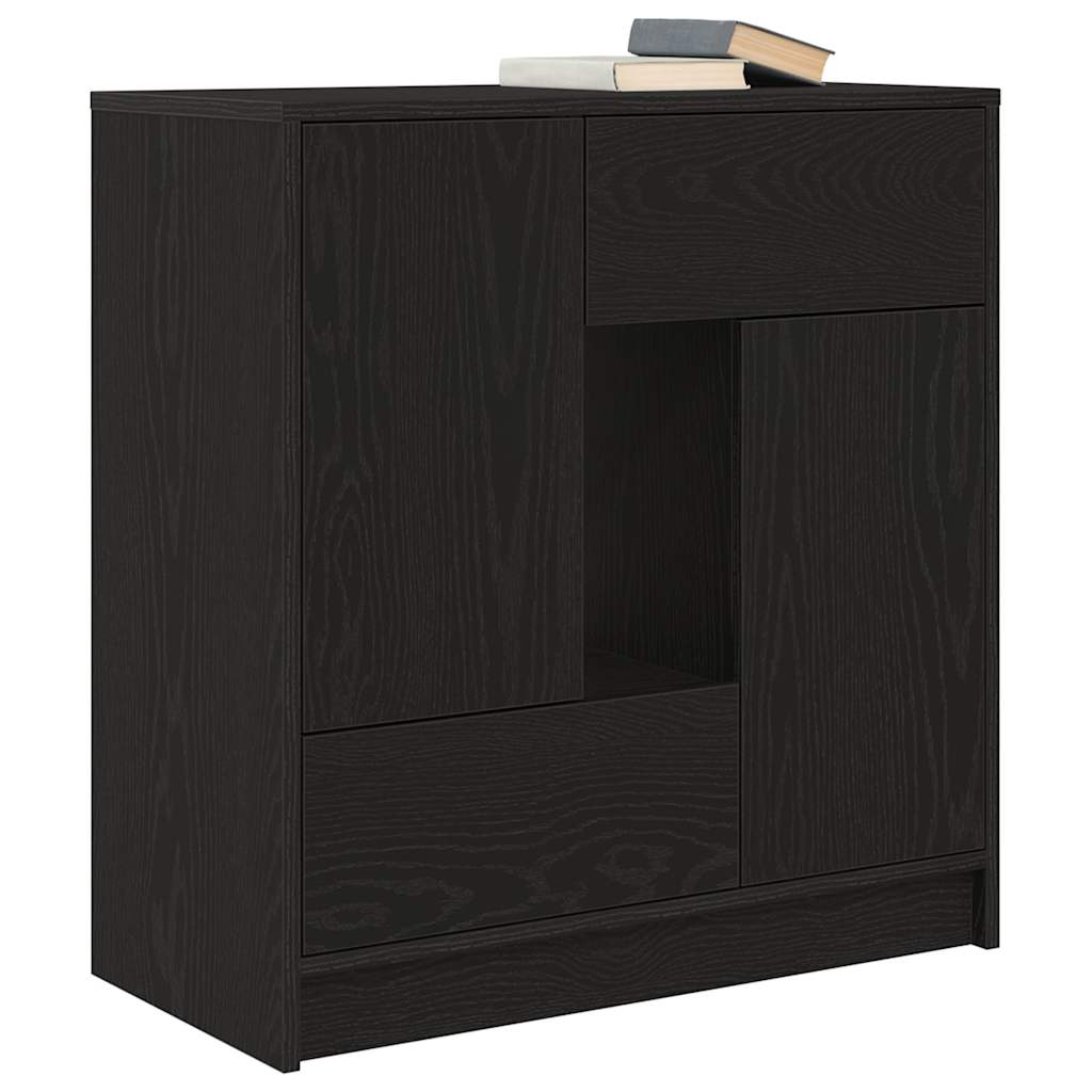 Sideboard with Drawers and Doors Black Oak 70.5x34x74.5 cm