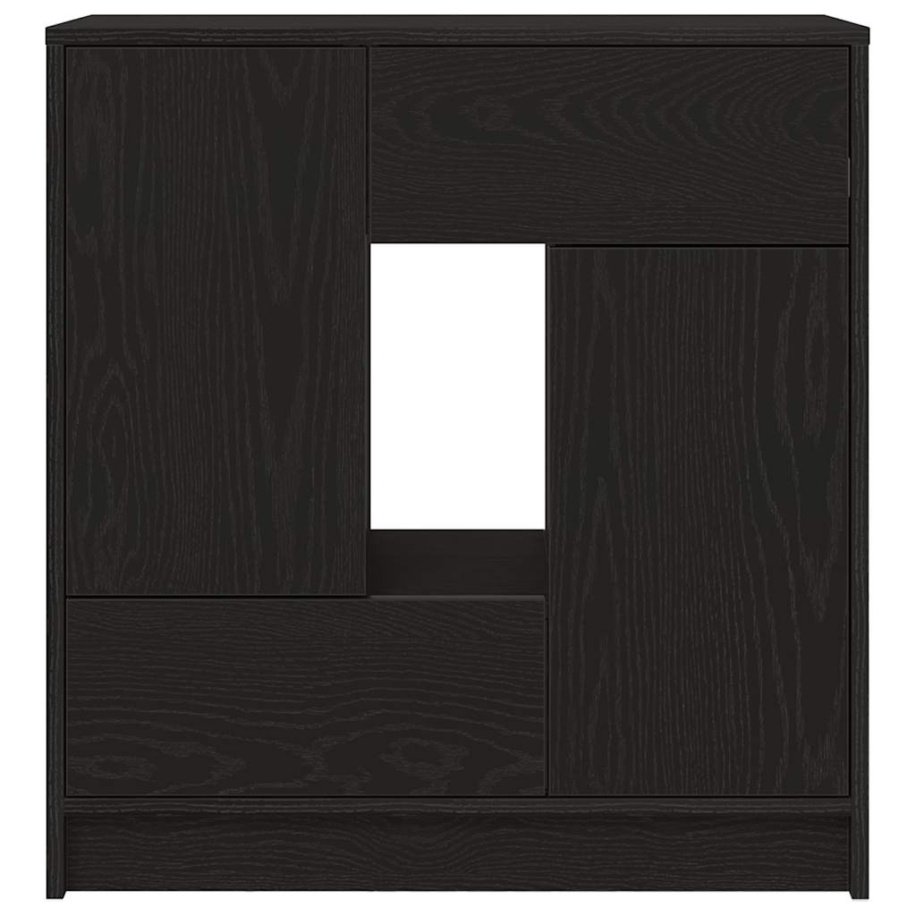 Sideboard with Drawers and Doors Black Oak 70.5x34x74.5 cm