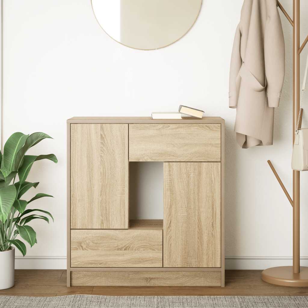 Sideboard with Drawers and Doors Sonoma Oak 70.5x34x74.5 cm