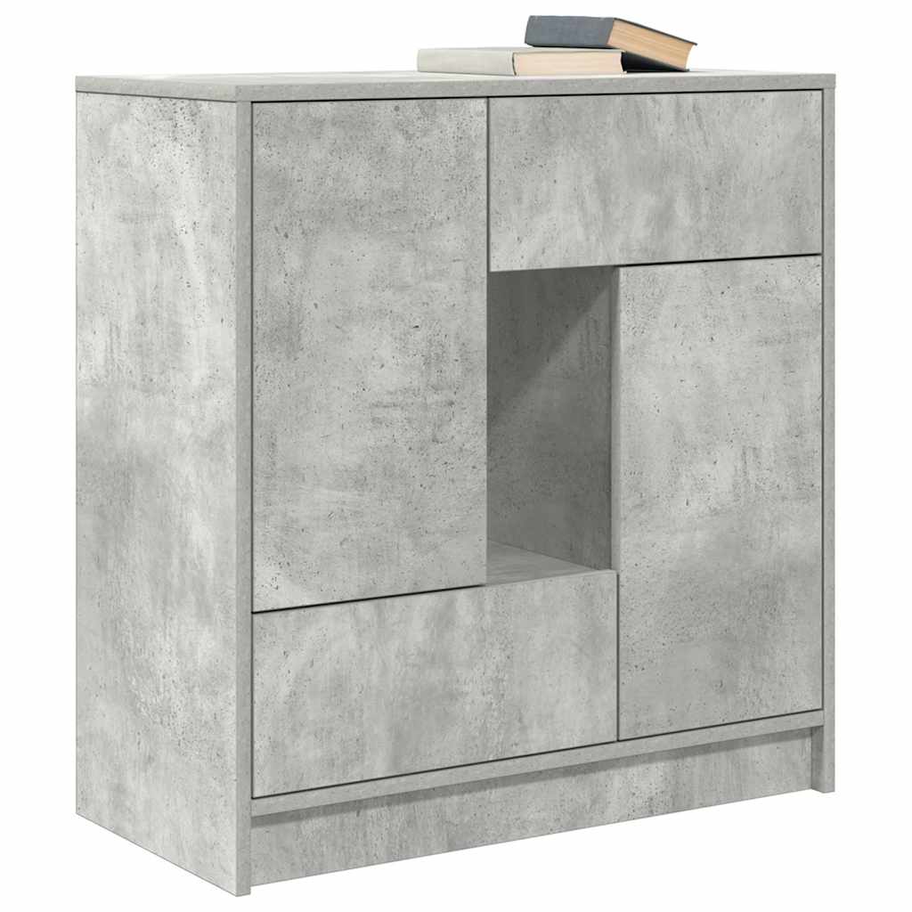 Sideboard with Drawers and Doors Concrete Grey 70.5x34x74.5 cm