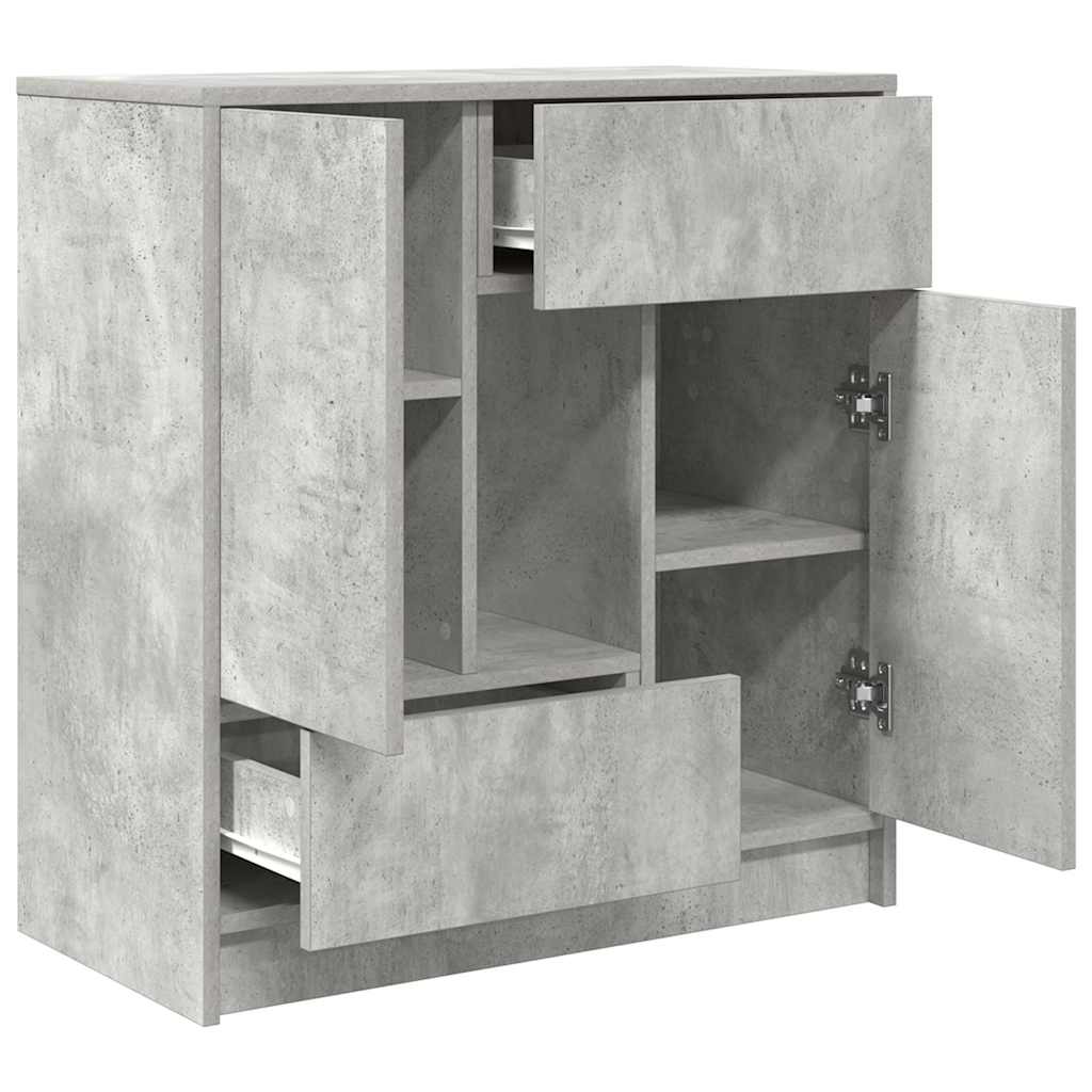 Sideboard with Drawers and Doors Concrete Grey 70.5x34x74.5 cm