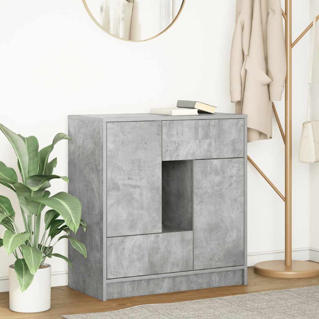 Sideboard with Drawers and Doors Concrete Grey 70.5x34x74.5 cm