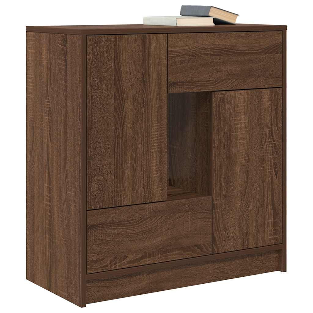 Sideboard with Drawers and Doors Brown Oak 70.5x34x74.5 cm