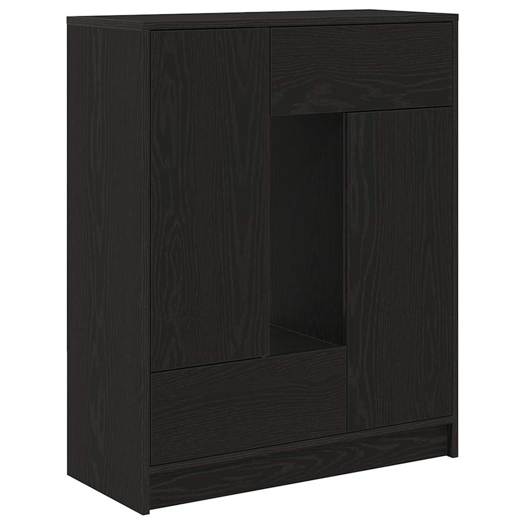 Sideboard with Drawers and Doors Black Oak 73x31x90 cm