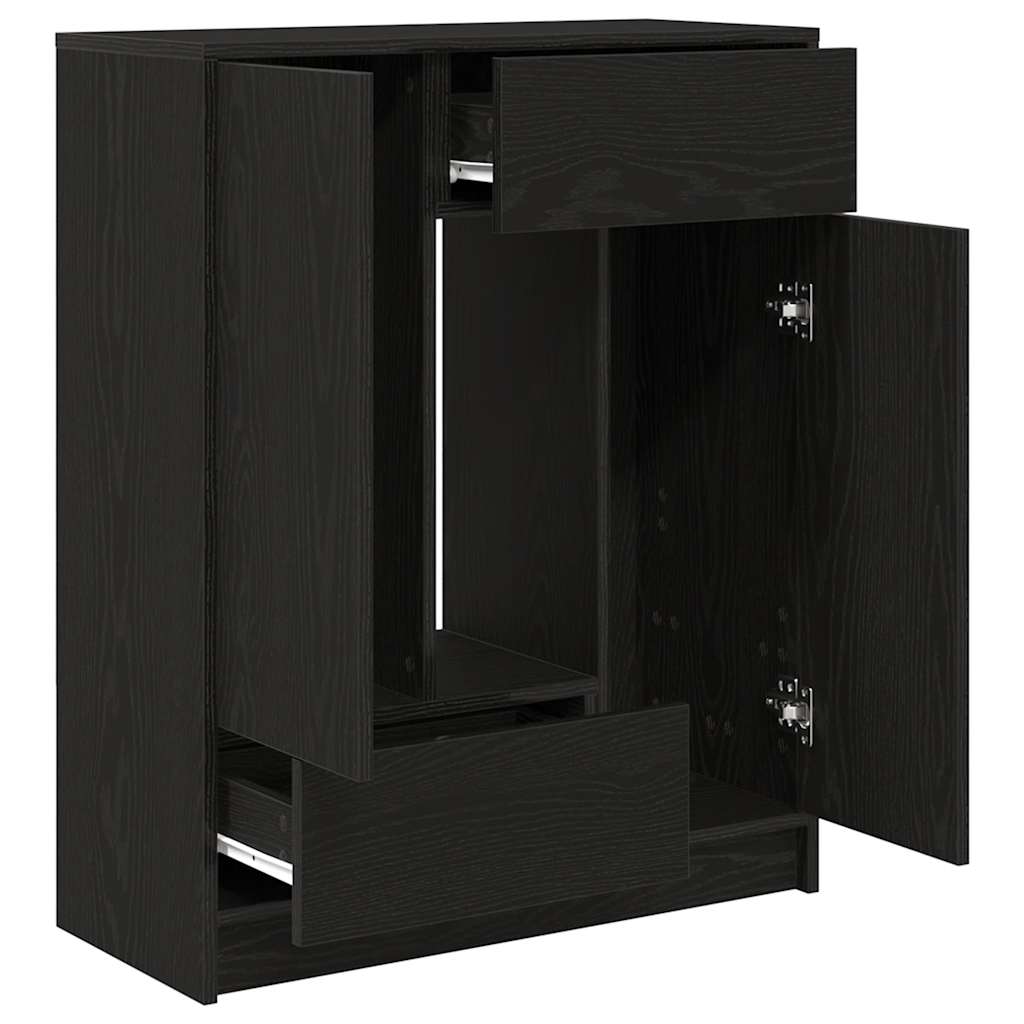 Sideboard with Drawers and Doors Black Oak 73x31x90 cm