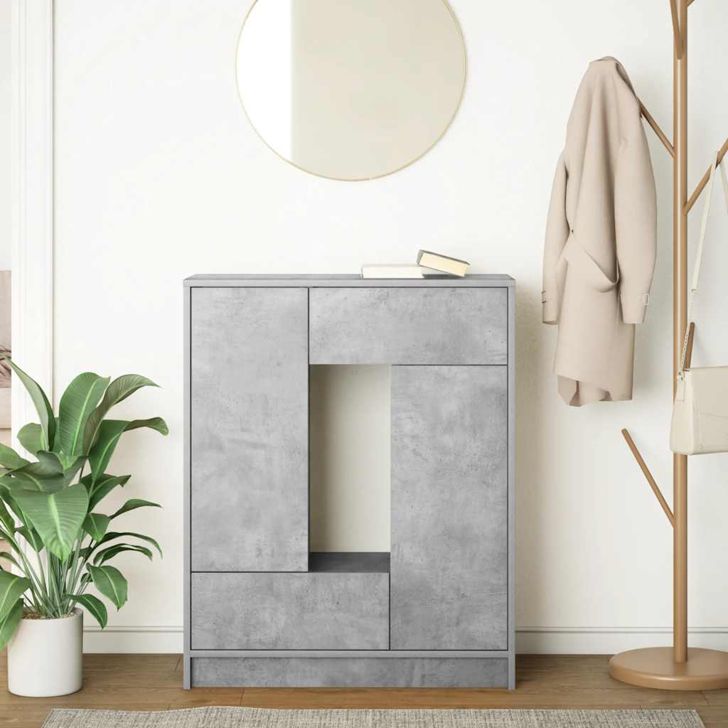Sideboard with Drawers and Doors Concrete Grey 73x31x90 cm