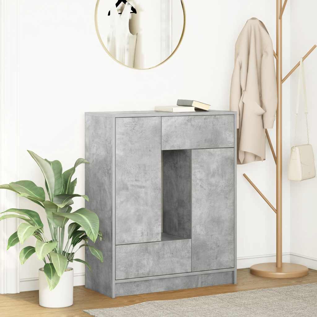 Sideboard with Drawers and Doors Concrete Grey 73x31x90 cm