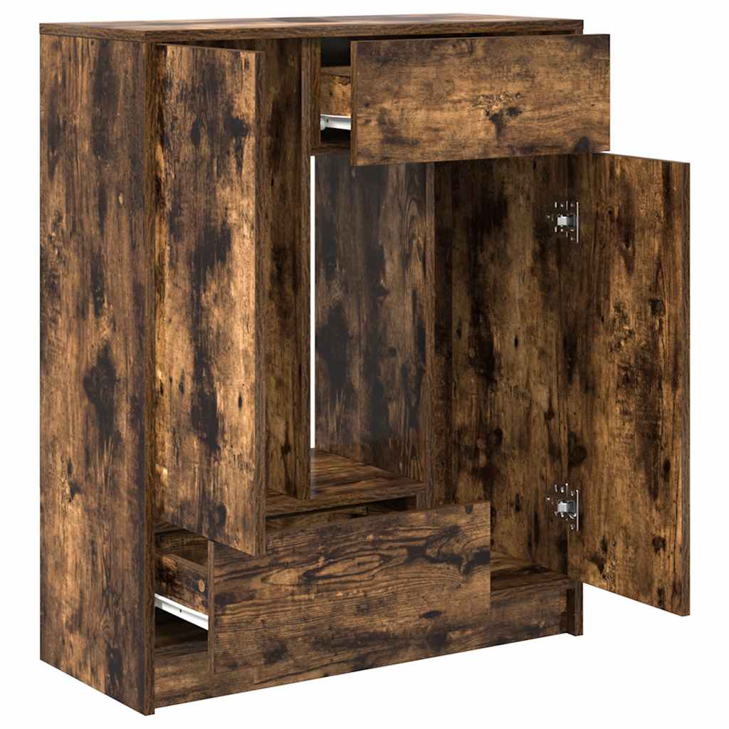 Sideboard with Drawers and Doors Smoked Oak 73x31x90 cm