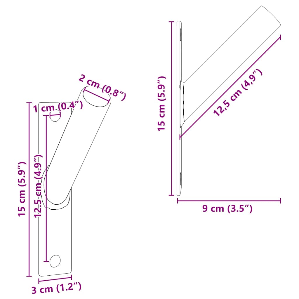 Flag Pole Holder Silver 15 x 3 cm Steel