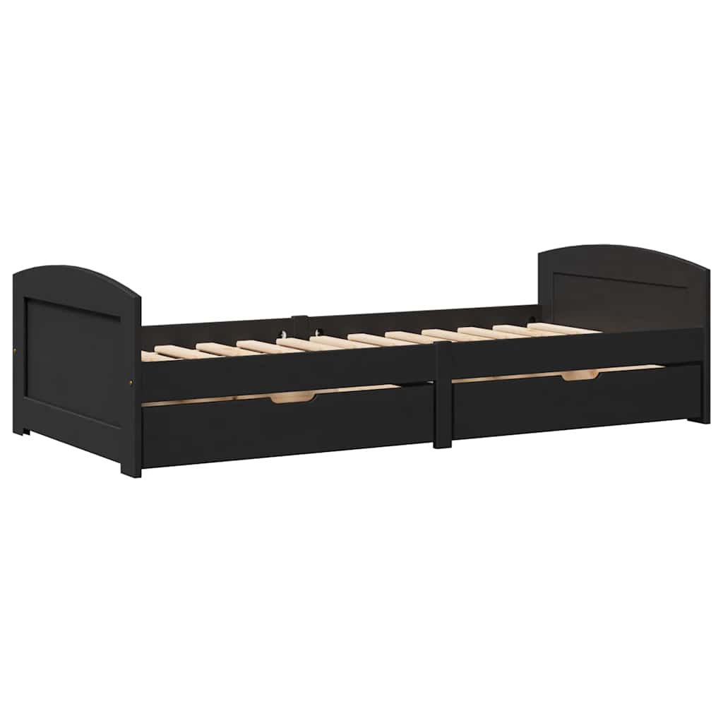 Day Bed with 2 Drawers without Mattress IRUN Black 90x200 cm