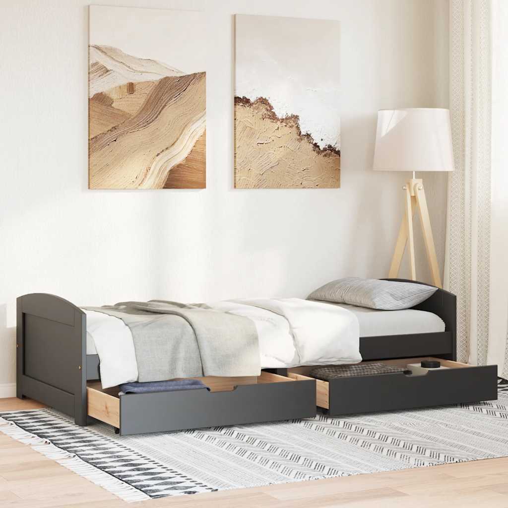 Day Bed with 2 Drawers without Mattress IRUN Black 90x200 cm