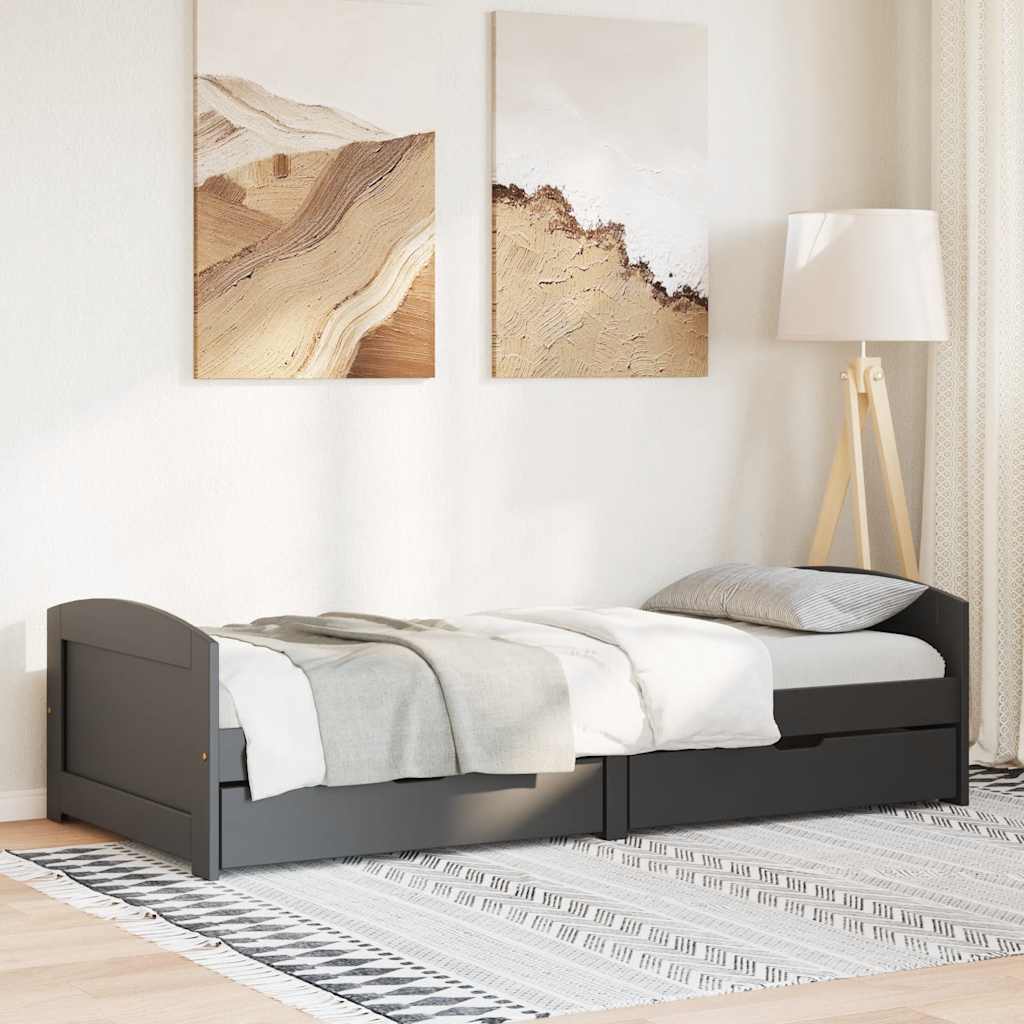 Day Bed with 2 Drawers without Mattress IRUN Black 90x200 cm