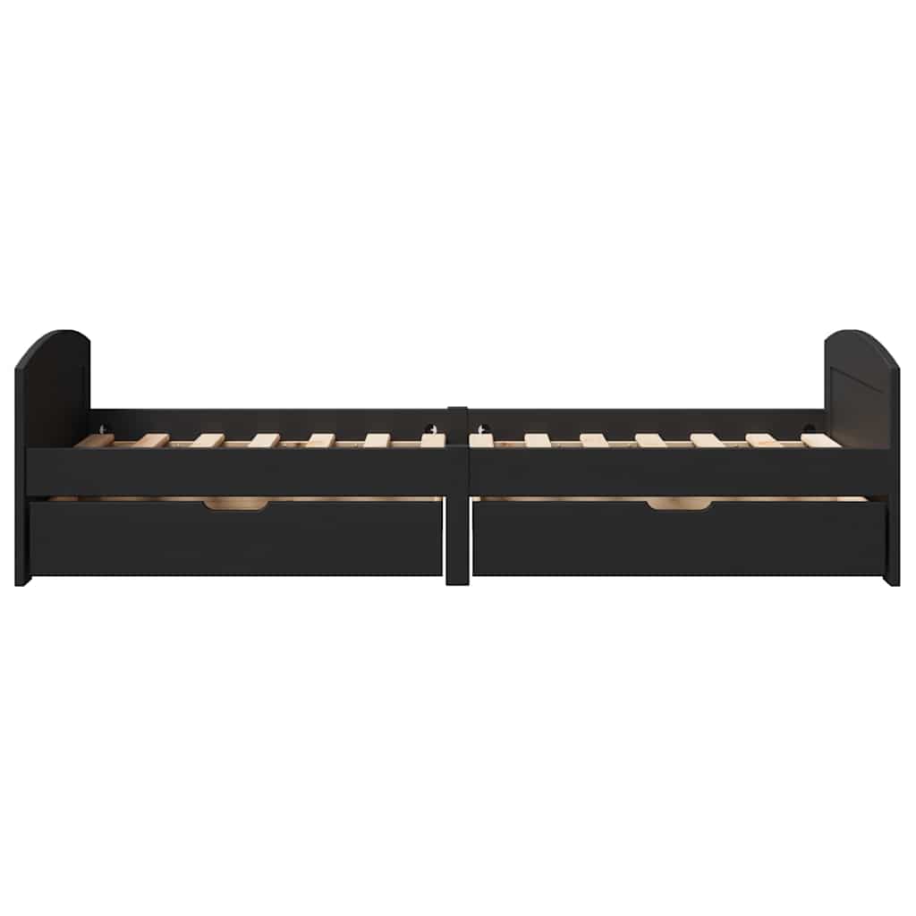 Day Bed with 2 Drawers without Mattress IRUN Black 90x200 cm