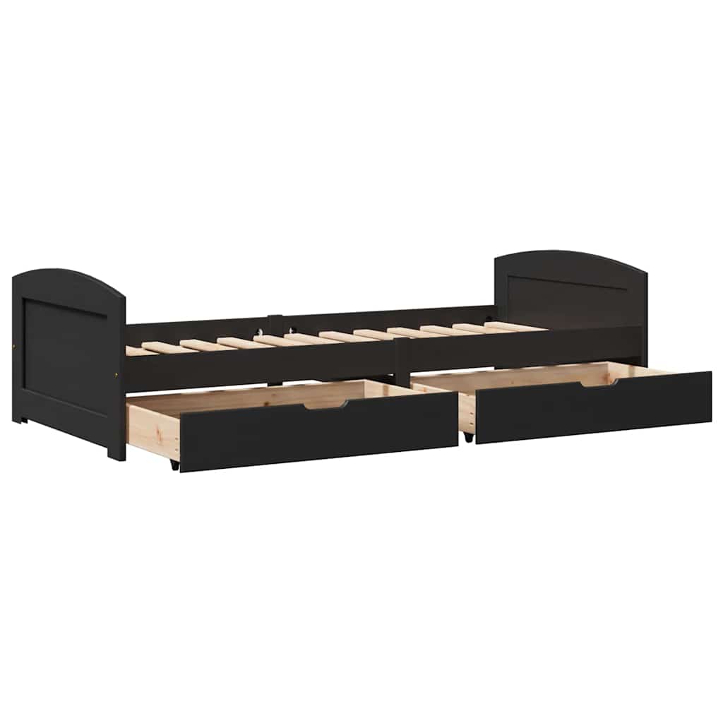 Day Bed with 2 Drawers without Mattress IRUN Black 90x200 cm