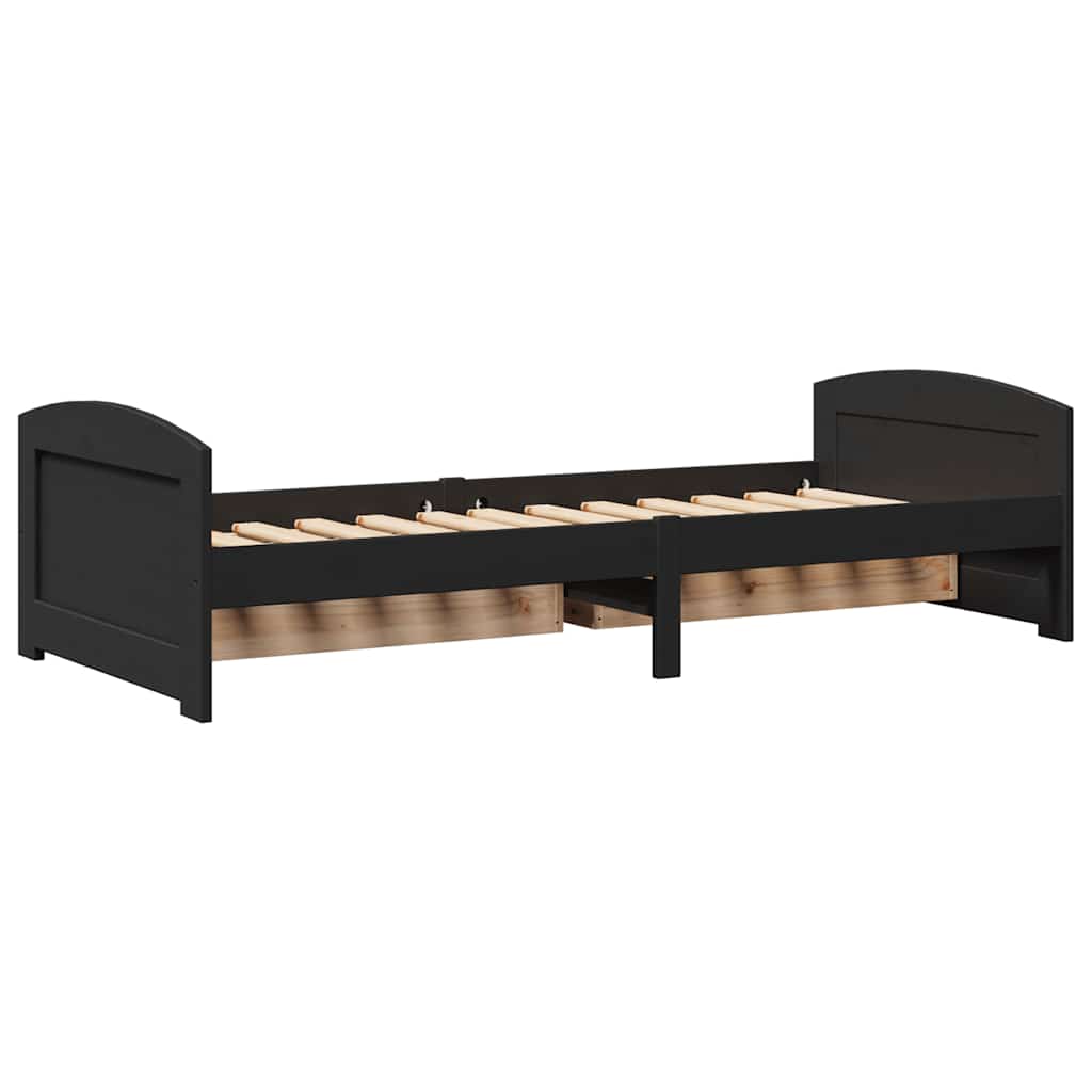 Day Bed with 2 Drawers without Mattress IRUN Black 90x200 cm