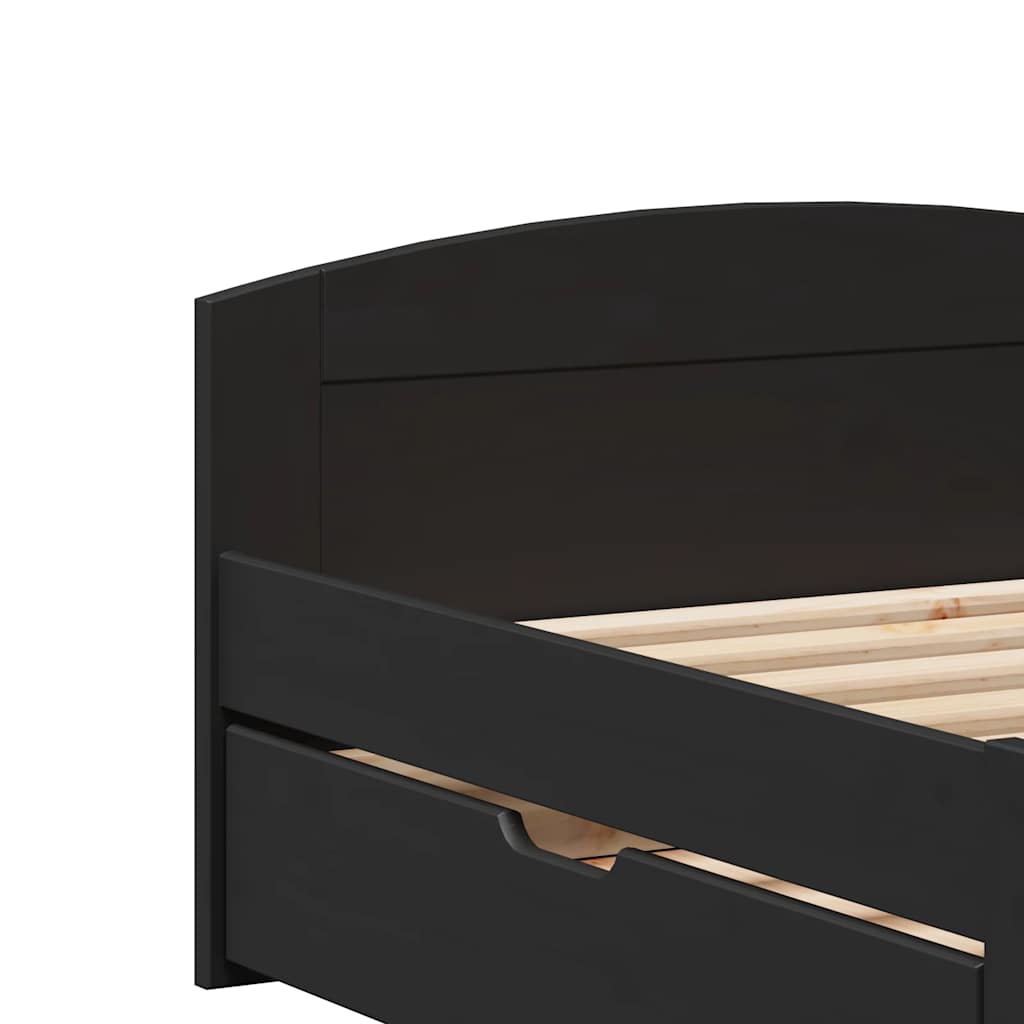 Day Bed with 2 Drawers without Mattress IRUN Black 90x200 cm