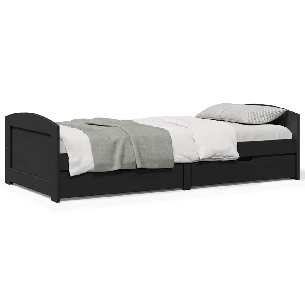 Day Bed with 2 Drawers without Mattress IRUN Black 90x200 cm