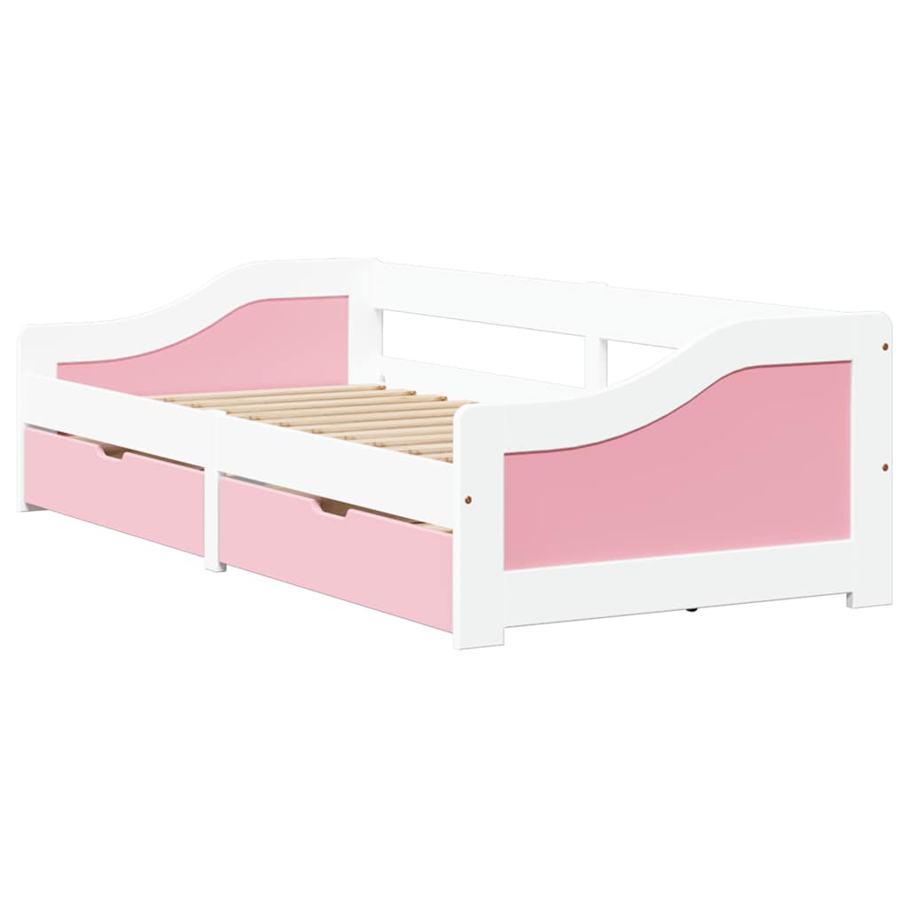 Day Bed with 2 Drawers without Mattress IRUN White&Pink 90x200 cm