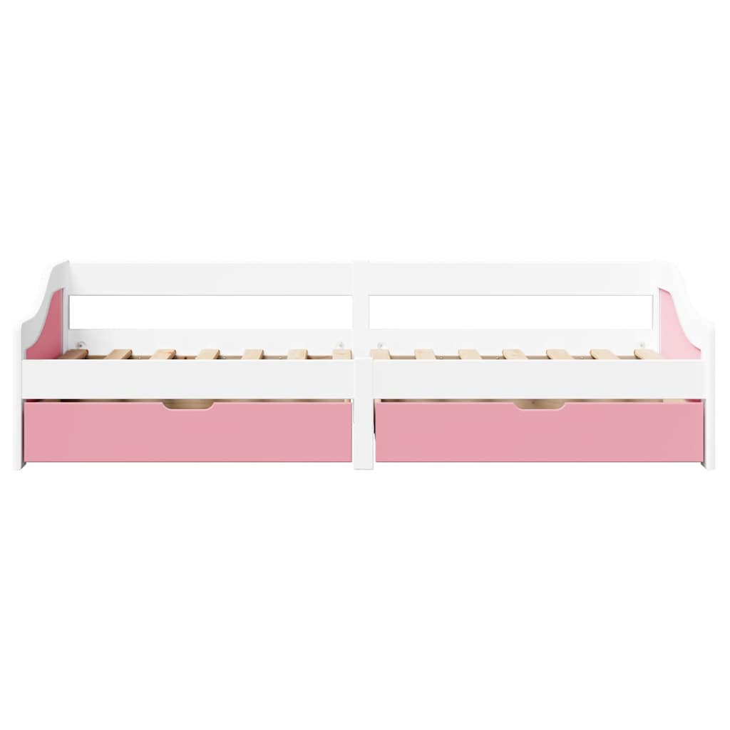 Day Bed with 2 Drawers without Mattress IRUN White&Pink 90x200 cm