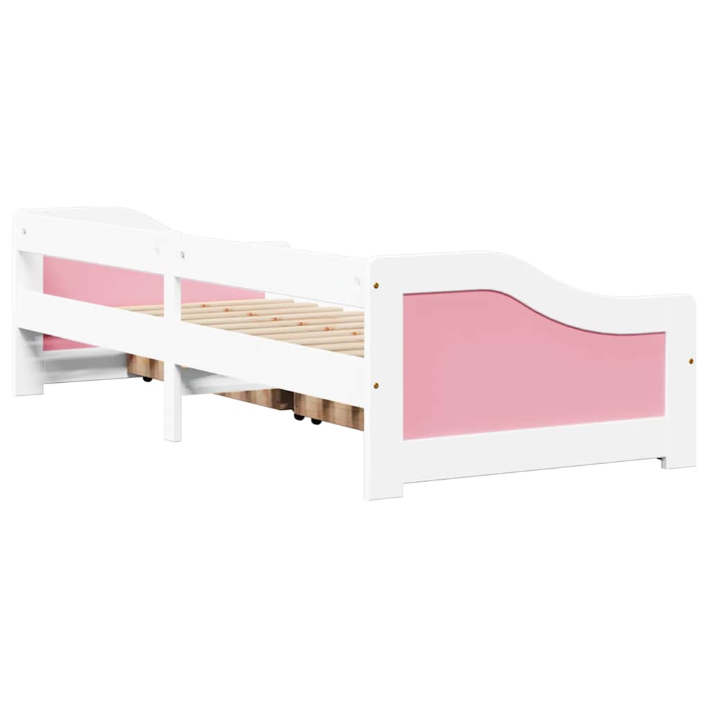 Day Bed with 2 Drawers without Mattress IRUN White&Pink 90x200 cm