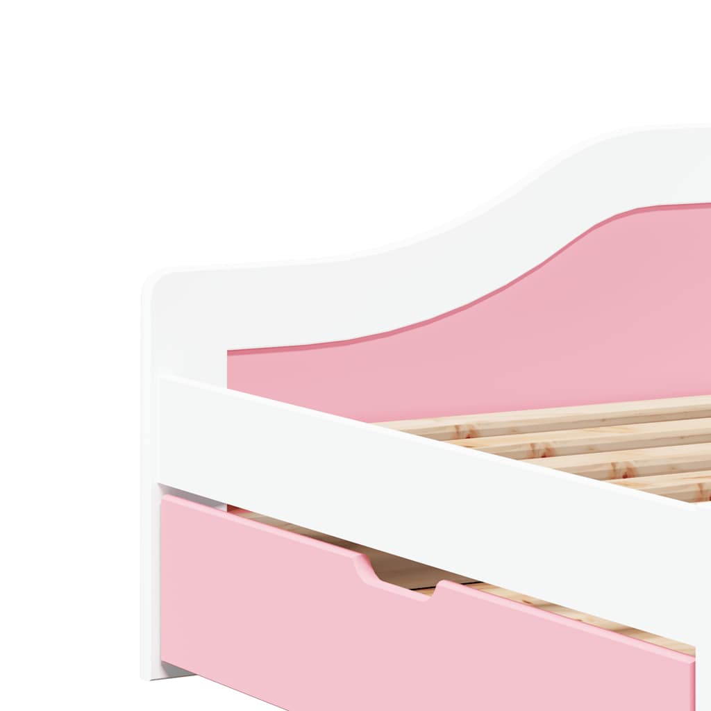 Day Bed with 2 Drawers without Mattress IRUN White&Pink 90x200 cm