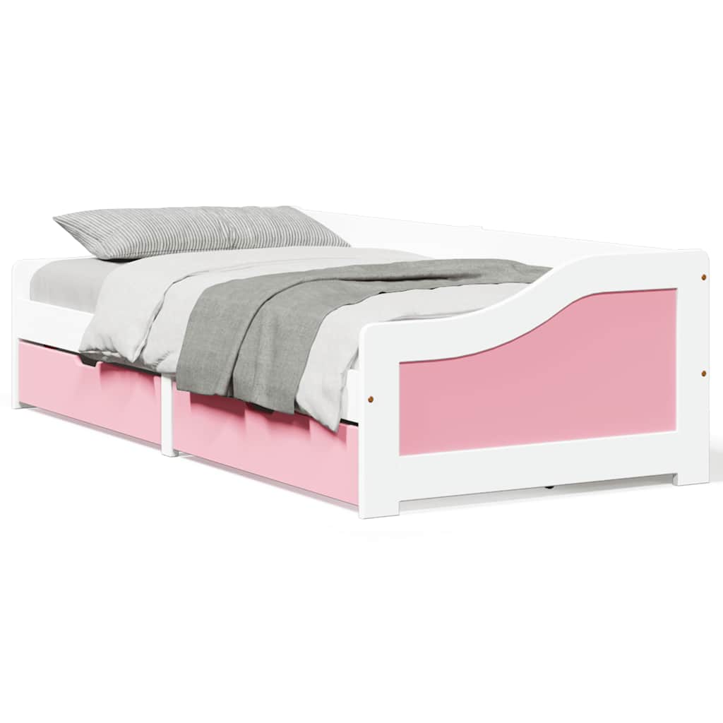 Day Bed with 2 Drawers without Mattress IRUN White&Pink 90x200 cm