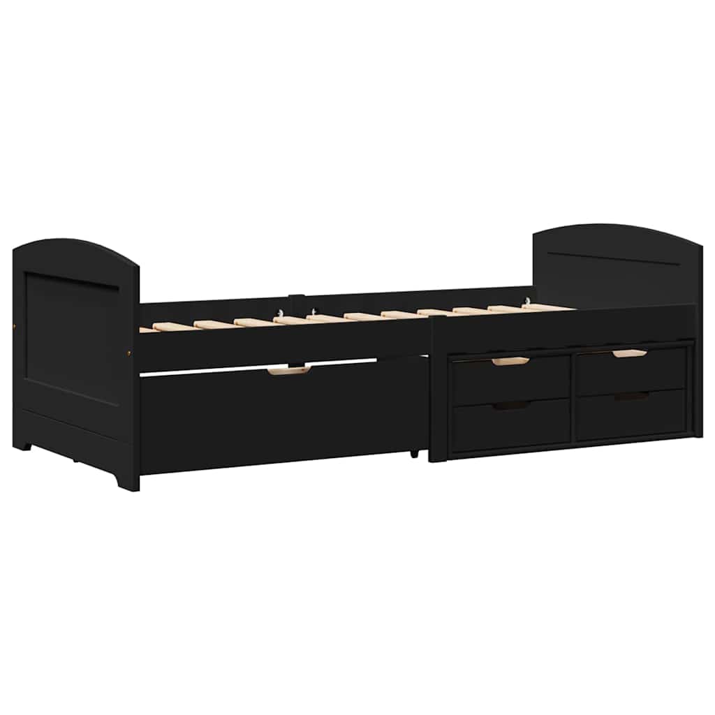Day Bed with 5 Drawers without Mattress IRUN Black 90x200 cm