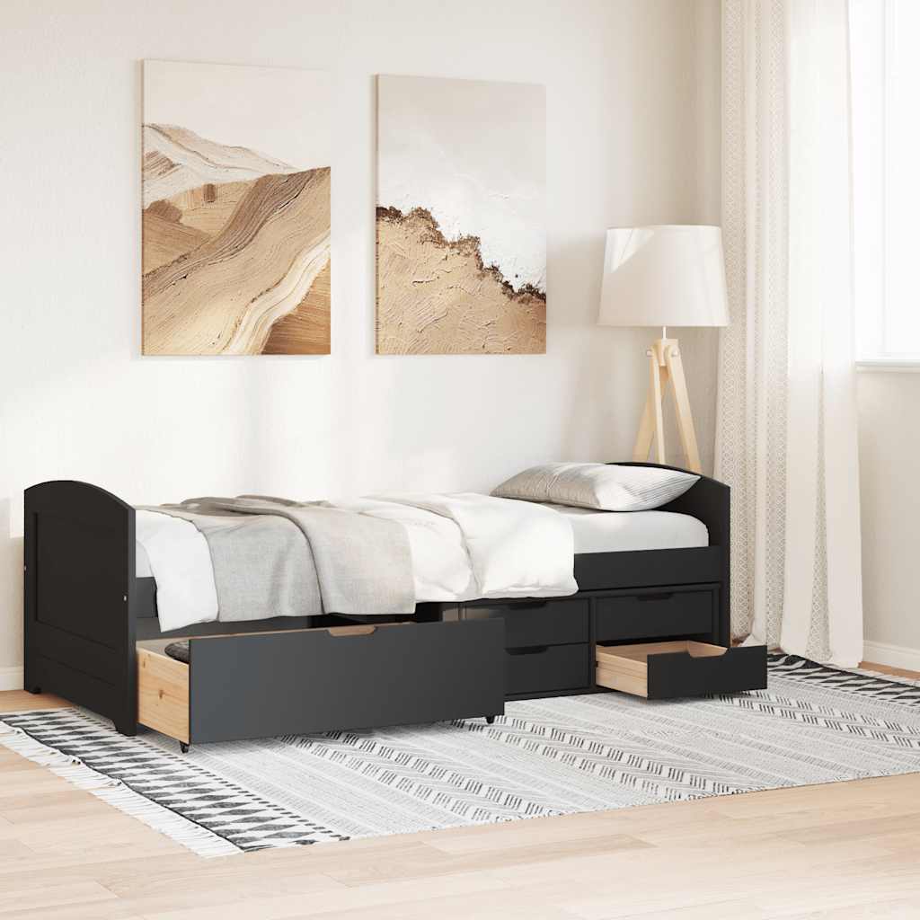 Day Bed with 5 Drawers without Mattress IRUN Black 90x200 cm